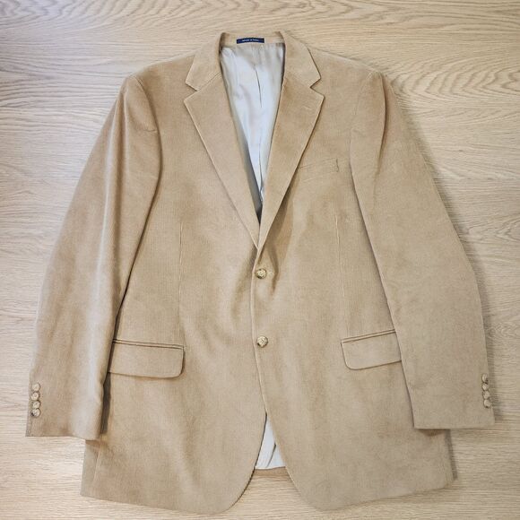 Lands End Corduroy Sport Coat Mens 46L Long Light Brown Button Preppy Blazer - Picture 1 of 15